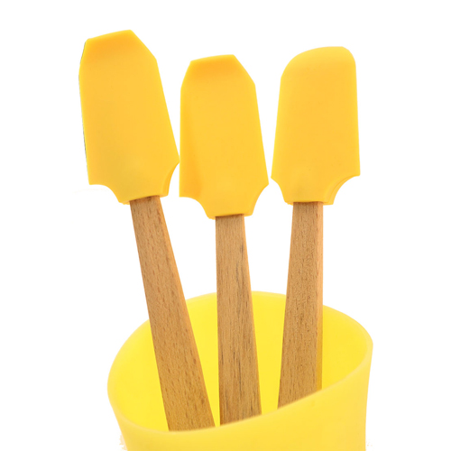 Non-stick silicone and wood handle spatulas