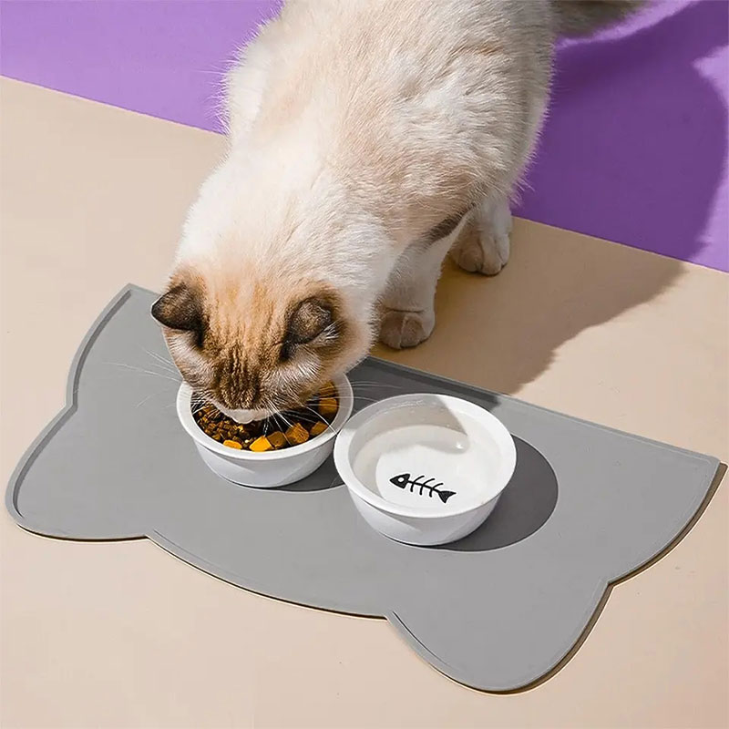 silicone pet placemat pet food mat cat-shaped mat