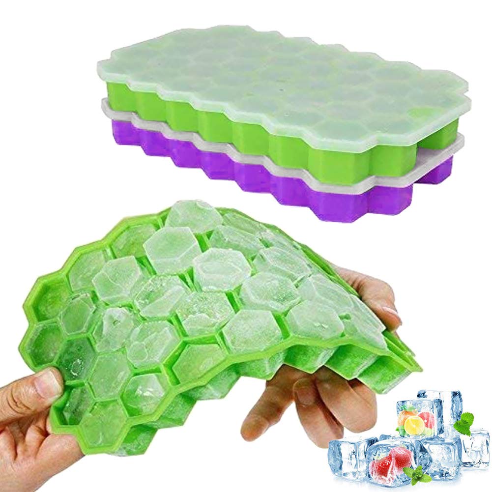 silicone honeycomb ice cube tray with lid